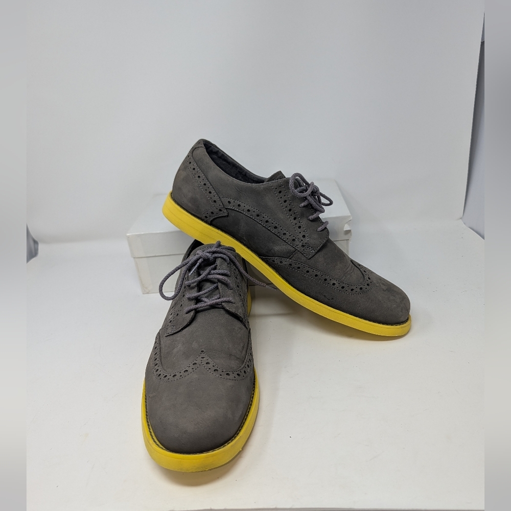 Timberlands Hommes Earthkeepers suede gray yellow  Wing Tip buck mens 11.5 shoes